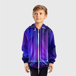 Ветровка с капюшоном детская Neon glow - vaporwave - strips, цвет: 3D-белый — фото 2