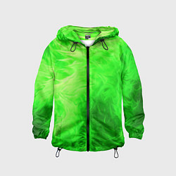 Ветровка с капюшоном детская Яркий зеленый фон, цвет: 3D-черный