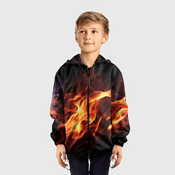 Ветровка с капюшоном детская Огненный фон, цвет: 3D-черный — фото 2