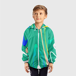 Ветровка с капюшоном детская Абстрактное изображение, линии, цвет: 3D-белый — фото 2