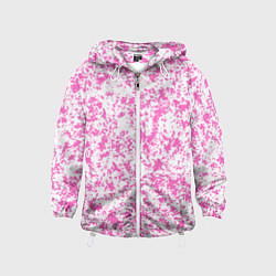 Ветровка с капюшоном детская Паттерн розовый, цвет: 3D-белый