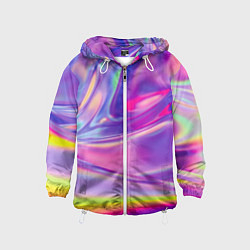 Ветровка с капюшоном детская Радужное северное сияние, цвет: 3D-белый