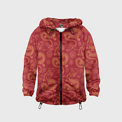 Ветровка с капюшоном детская Dragon red pattern, цвет: 3D-черный