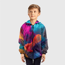 Ветровка с капюшоном детская Акварельные краски, цвет: 3D-черный — фото 2
