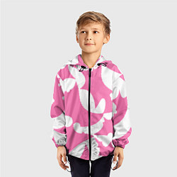 Ветровка с капюшоном детская Бело-розовая абстрактная композиция, цвет: 3D-черный — фото 2