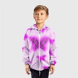Ветровка с капюшоном детская Y2K purple butterfly, цвет: 3D-белый — фото 2