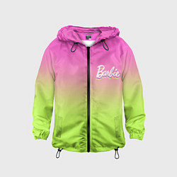 Ветровка с капюшоном детская Барби: градиент розовый и ярко-зеленый, цвет: 3D-черный