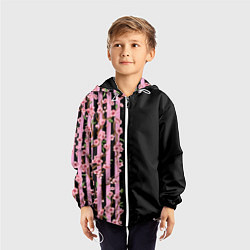 Ветровка с капюшоном детская Сакура и полосы, цвет: 3D-белый — фото 2