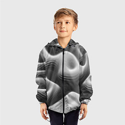 Ветровка с капюшоном детская Чёрно белый точечный абстрактный фон, цвет: 3D-черный — фото 2