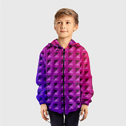 Ветровка с капюшоном детская Пластиковые объемные квадраты, цвет: 3D-черный — фото 2
