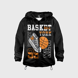 Ветровка с капюшоном детская Basketball New York, цвет: 3D-черный