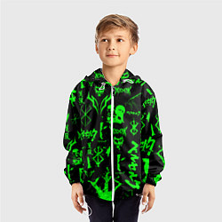 Ветровка с капюшоном детская Berserk neon green, цвет: 3D-белый — фото 2