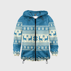 Ветровка с капюшоном детская Sweater with deer on a blue background, цвет: 3D-черный