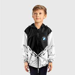 Ветровка с капюшоном детская BMW стильная геометрия спорт, цвет: 3D-черный — фото 2