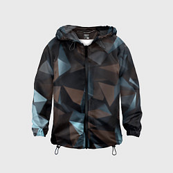 Ветровка с капюшоном детская Черная геометрическая абстракция - объемные грани, цвет: 3D-черный