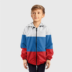 Ветровка с капюшоном детская Вязаный российский флаг, цвет: 3D-черный — фото 2