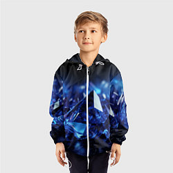 Ветровка с капюшоном детская Синие прозрачные алмазы, цвет: 3D-белый — фото 2