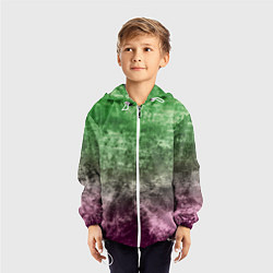 Ветровка с капюшоном детская Абстракция - Фиолетово-зеленый бардак, цвет: 3D-белый — фото 2
