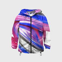 Ветровка с капюшоном детская Вязкая абстракция в фиолетовых оттенках, цвет: 3D-черный
