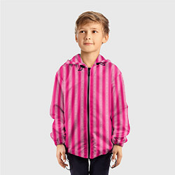 Ветровка с капюшоном детская Розовый в полоску с узором, цвет: 3D-черный — фото 2