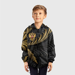 Ветровка с капюшоном детская Герб России черный и золотой фон, цвет: 3D-черный — фото 2