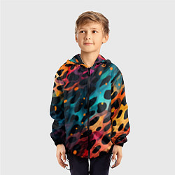 Ветровка с капюшоном детская Разноцветный леопардовый паттерн, цвет: 3D-черный — фото 2