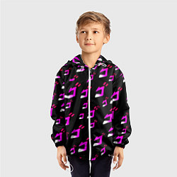 Ветровка с капюшоном детская JoJos Bizarre neon pattern logo, цвет: 3D-белый — фото 2