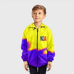 Ветровка с капюшоном детская НБА баскетбол краски неоновые желтые, цвет: 3D-черный — фото 2