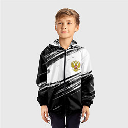 Ветровка с капюшоном детская Герб РФ спортивные краски, цвет: 3D-черный — фото 2
