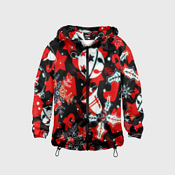 Ветровка с капюшоном детская Рождественские паттерны орнамент, цвет: 3D-черный