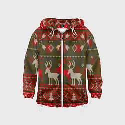 Ветровка с капюшоном детская Рождественский орнамент, цвет: 3D-белый