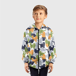 Ветровка с капюшоном детская Пушистые кошки, цвет: 3D-черный — фото 2