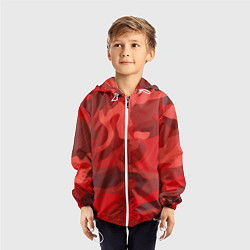 Ветровка с капюшоном детская Красный камуфляж крупный, цвет: 3D-белый — фото 2