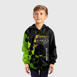 Ветровка с капюшоном детская Мерседес AMG тёмный, цвет: 3D-черный — фото 2