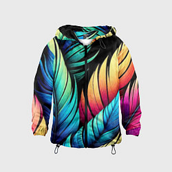 Ветровка с капюшоном детская Color feathers - neon, цвет: 3D-черный