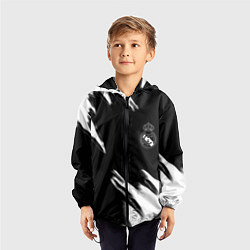 Ветровка с капюшоном детская Real madrid белые краски текстура, цвет: 3D-черный — фото 2