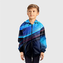 Ветровка с капюшоном детская Синяя и черная абстракция геометрическая, цвет: 3D-черный — фото 2