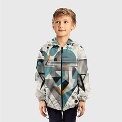 Ветровка с капюшоном детская Три человека авангард, цвет: 3D-черный — фото 2