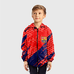 Ветровка с капюшоном детская Барселона спорт краски текстура, цвет: 3D-черный — фото 2
