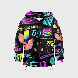Ветровка с капюшоном детская 6ix9ine logo rap bend, цвет: 3D-черный