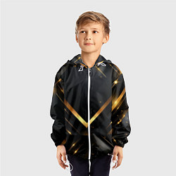Ветровка с капюшоном детская Gold luxury black abstract, цвет: 3D-белый — фото 2