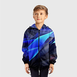 Ветровка с капюшоном детская Black blue background abstract, цвет: 3D-черный — фото 2
