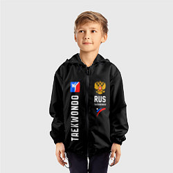 Ветровка с капюшоном детская Россия Тхеквондо, цвет: 3D-черный — фото 2