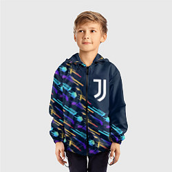Ветровка с капюшоном детская Juventus градиентные мячи, цвет: 3D-черный — фото 2