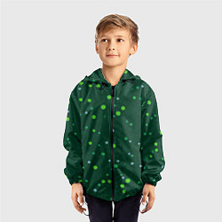 Ветровка с капюшоном детская Прикольный горошек зелёный, цвет: 3D-черный — фото 2