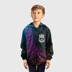 Ветровка с капюшоном детская Liverpool футбольная сетка, цвет: 3D-черный — фото 2