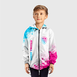 Ветровка с капюшоном детская Leeds United neon gradient style вертикально, цвет: 3D-черный — фото 2