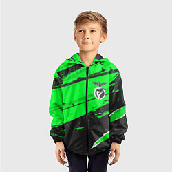 Ветровка с капюшоном детская Benfica sport green, цвет: 3D-черный — фото 2