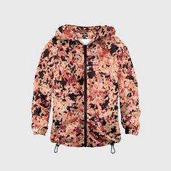 Ветровка с капюшоном детская Абстракция персиковый пятнистый, цвет: 3D-черный