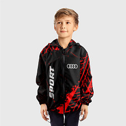 Ветровка с капюшоном детская Audi red sport tires, цвет: 3D-черный — фото 2